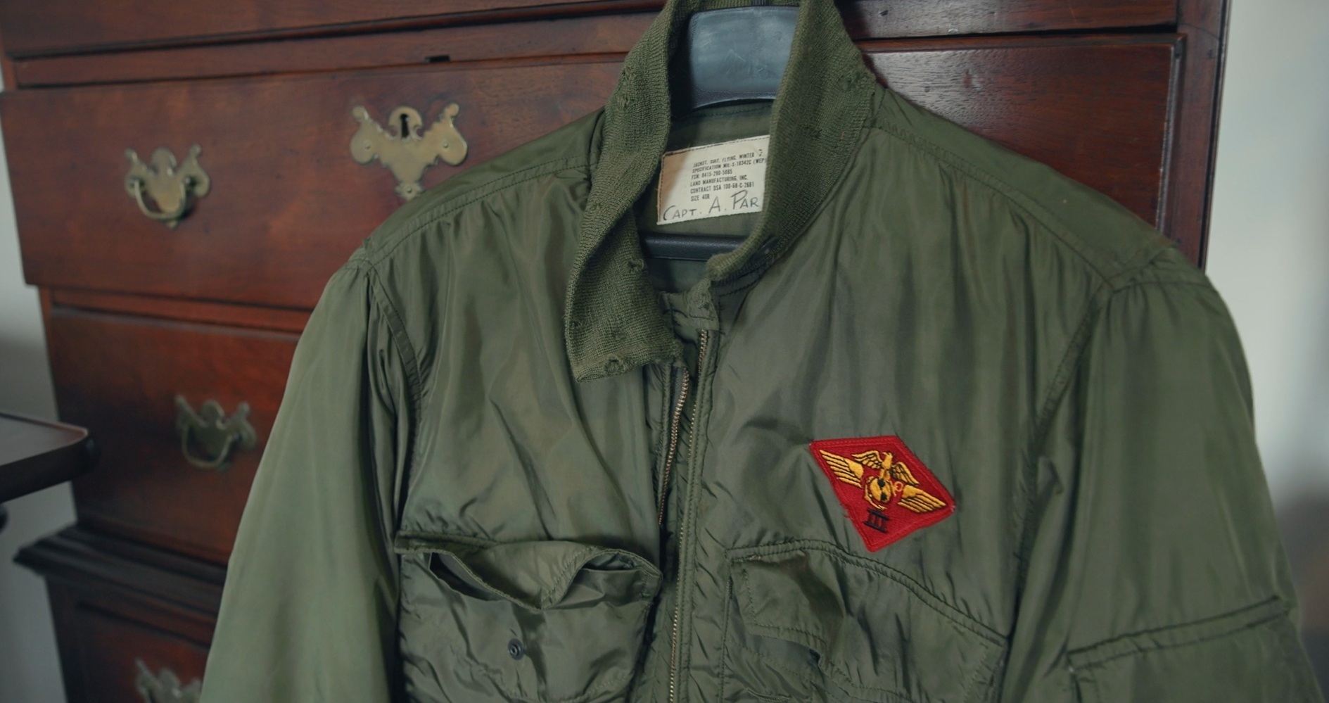 The Captain's Marine Corps flight jacket with squadron patch