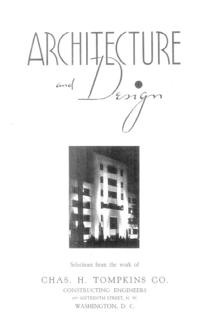 Cover of the Charles H. Tompkins Company book: Architecture and Design — Selections from the work of Chas. H. Tompkins Co.