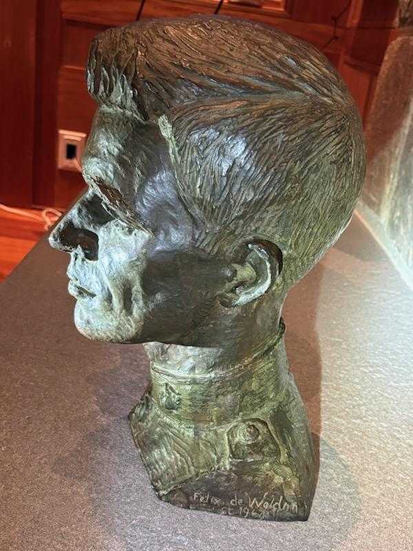 Bronze bust of Captain Parker, side profile