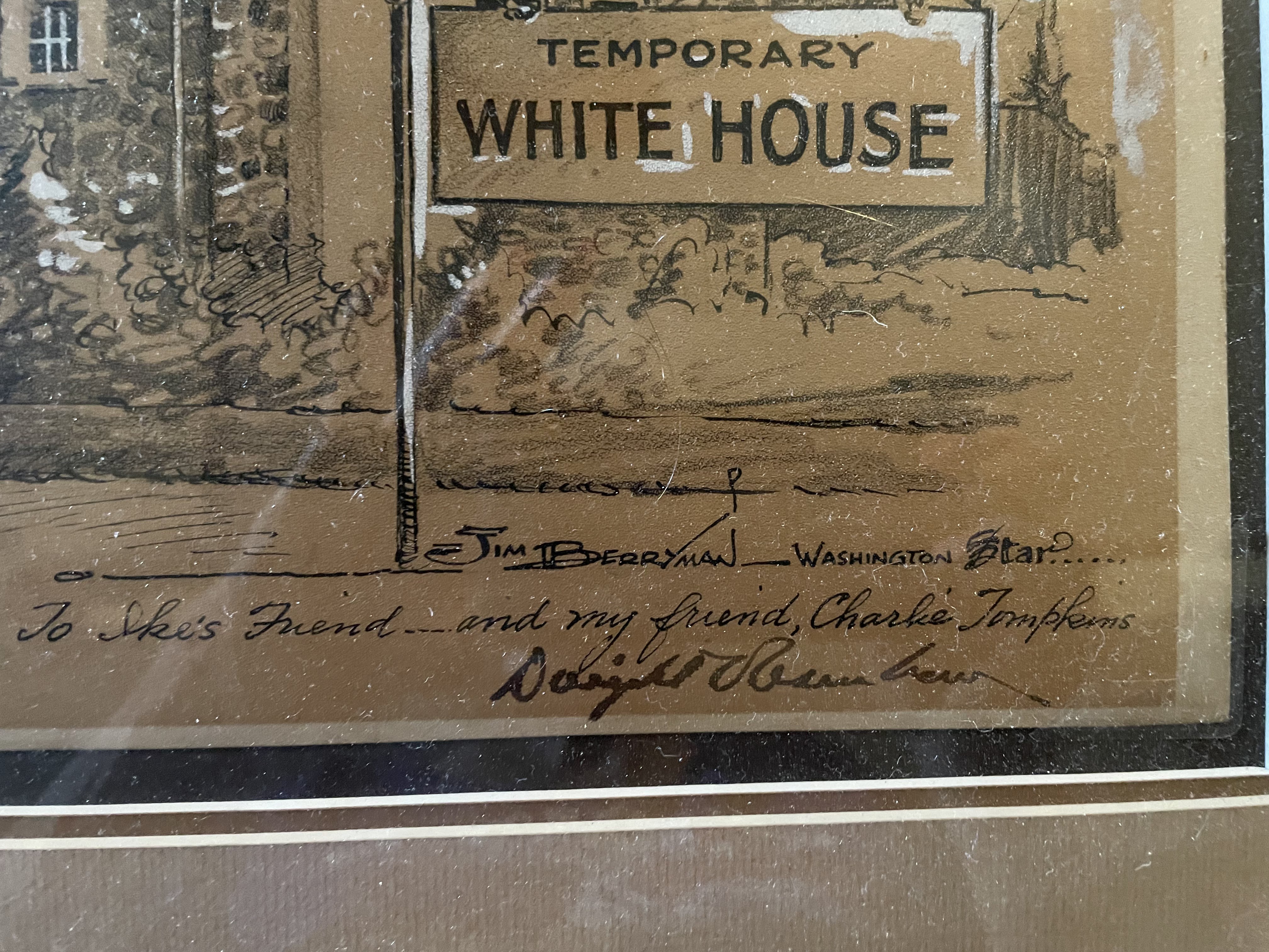 Close-up of the inscription: To Ike's friend — and my friend, Charlie Tompkins — Dwight D. Eisenhower